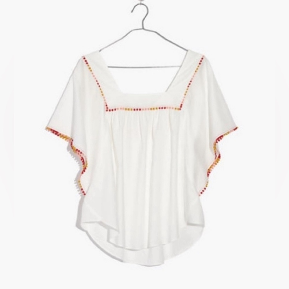 Madewell Pom Pom Butterfly Top White medium